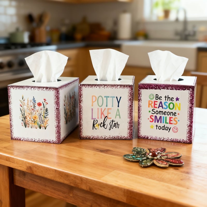 White Pastoral Iron Art Tissue Box For Kitchen Living Room Storage - Image 1