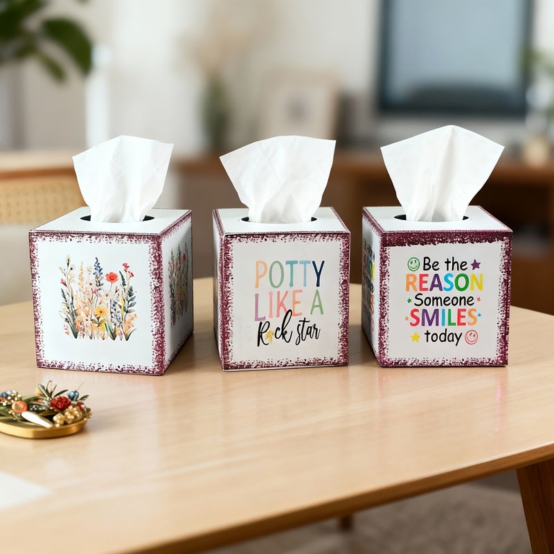 White Pastoral Iron Art Tissue Box For Kitchen Living Room Storage - Image 2
