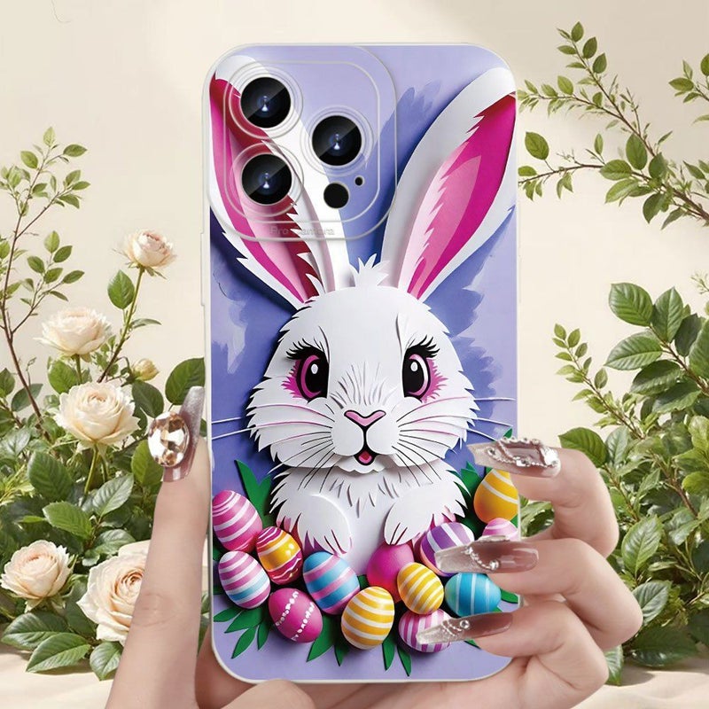 Mixed Colors White Drop Proof Phone Case With Rabbit Easter Egg Pattern For iPhone 12 Mini - Image 1