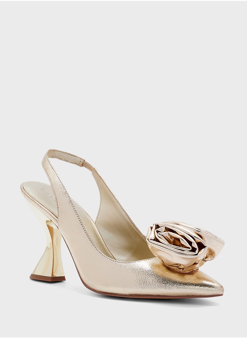 Katy Perry - Close Toe Flower Detail Mid Heel Pumps - Image 1
