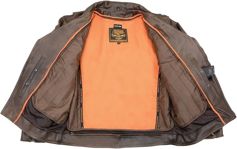 Milwaukee Leather MLM1522 Men's Vented Retro Brown Leather Motorcycle Jacket - Small - Image 5