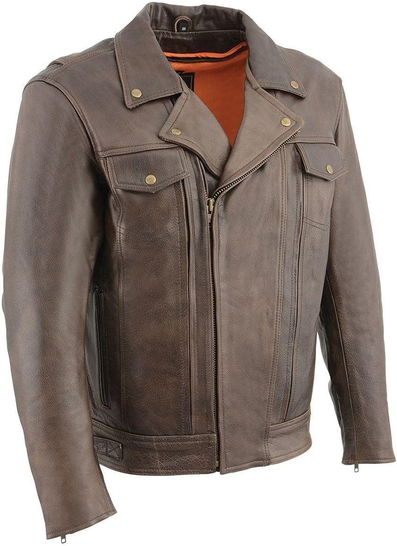 Milwaukee Leather MLM1522 Men's Vented Retro Brown Leather Motorcycle Jacket - Small - Image 1