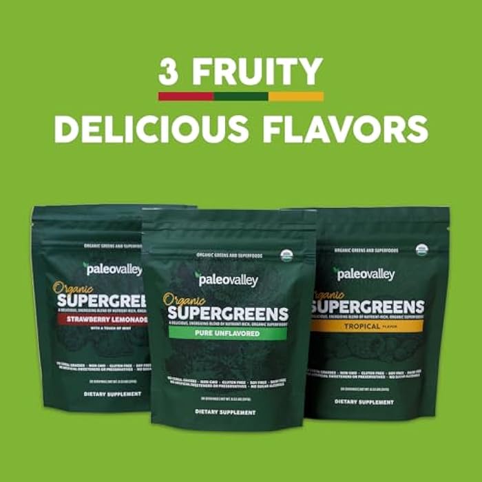 Paleovalley Organic Supergreens Powder - 23 Superfoods with Prebiotic Fiber for Energy and Immunity Support - No Cereal Grasses for Maximum Absorption - Pure Unflavored, 30 Servings - Image 3