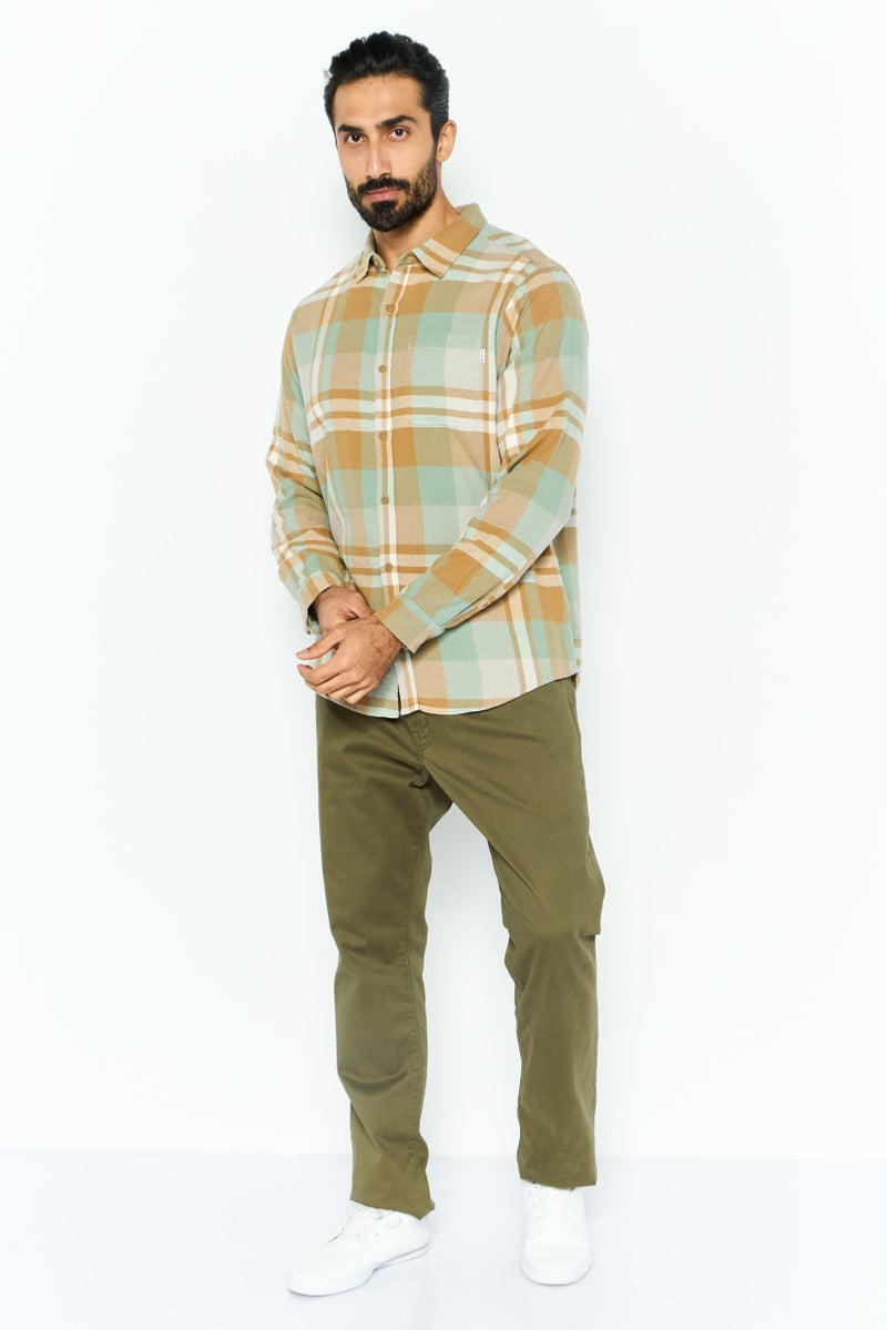 Hurley Men Regular Fit Plaid Long Sleeve Casual Shirt, Green - Image 2