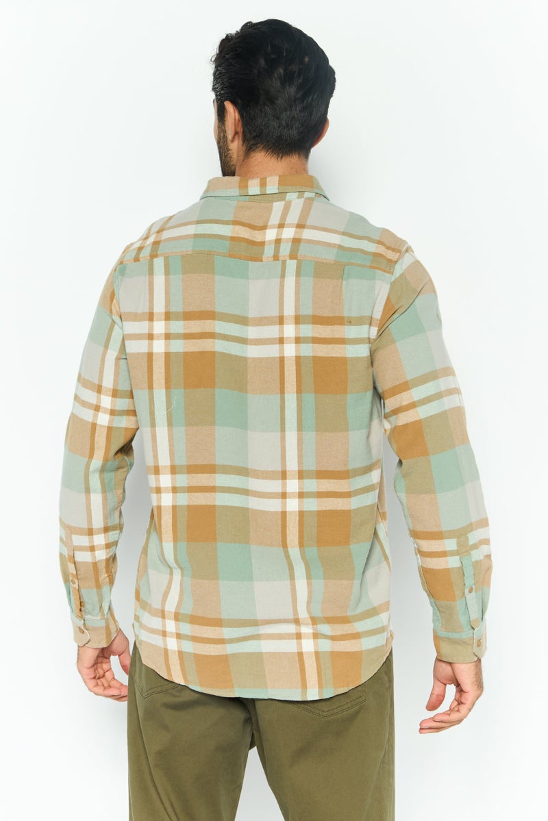 Hurley Men Regular Fit Plaid Long Sleeve Casual Shirt, Green - Image 4