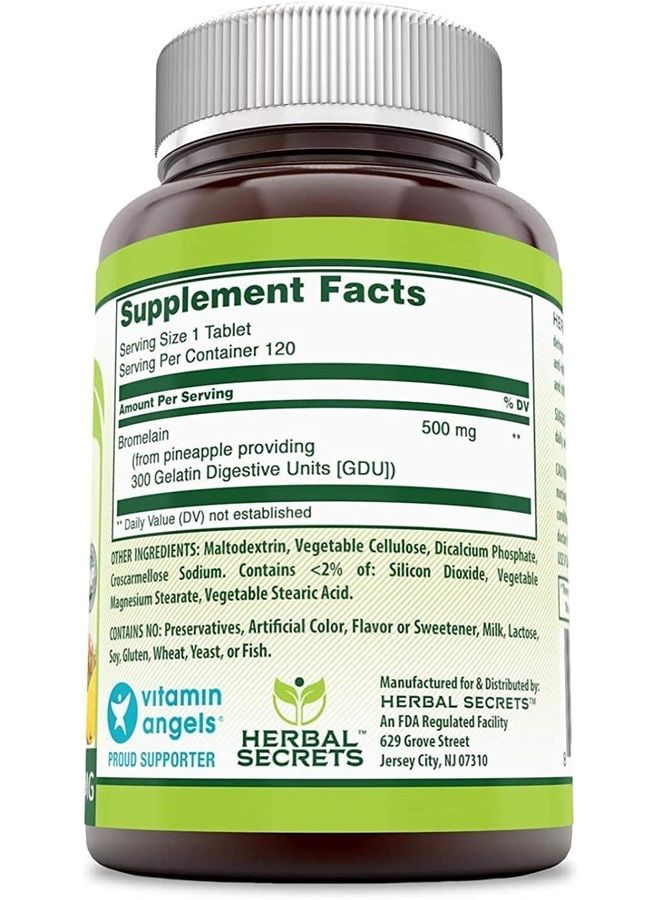 Herbal Secrets Bromelain 500 Mg 120 Tablets Supplement | Pack of 2 | Non-GMO | Gluten Free | Made in USA - Image 2