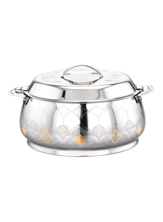 Royalford Food-Grade Hot And Cold Hotpot With Double Wall Vacuum Insulation| Firm Twist Lock To Keep Food Fresh For Long| Elegant And Unique Design Perfect For Rice Roti Curry| Silver and Golden Silver and Golden 26.5x26.5x14 cmml - Image 1