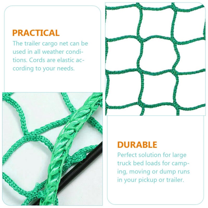 Heavy Duty Nylon Cargo Net 2.5x3.5ft with Bungee Cords and 15 Hooks for Pickup Truck Bed Trailer Securement - Image 4