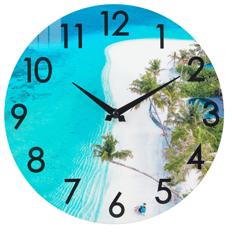 12 Inch Outdoor Clock Waterproof Beach Coastal Nautical Indoor Outdoor Wall Clocks for Pool Patio Garden Bathroom Decor BlueTempered Glass