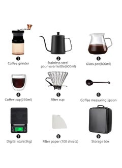 OTTAL Coffee Maker Set，pour over coffee kit with Portable Carry Case, Coffee Kettle with Drip Filter Coffee Share Pot, Filters, Coffee Scale, Double wall Mug, Manual Coffee Grinder  - Image 3