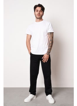 mmetalic Black Men's Zipper Pocket Embroidery Detailed Straight Leg Casual Cut Sweatpants  - Image 3