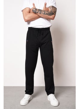 mmetalic Black Men's Zipper Pocket Embroidery Detailed Straight Leg Casual Cut Sweatpants  - Image 4