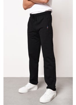 mmetalic Black Men's Zipper Pocket Embroidery Detailed Straight Leg Casual Cut Sweatpants  - Image 1