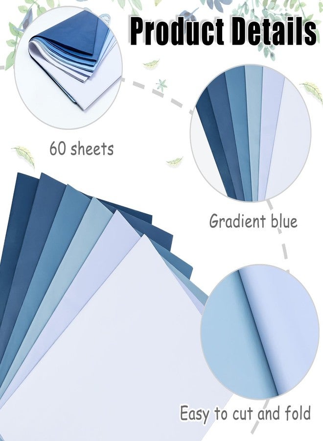 MUNILAIL 60 Sheets Dusty Blue Tissue Paper 14 x 20 Inches Gradient Blue Tissue Paper 6 Solid Blue Wrapping Papers for Birthday Wedding Baby Shower Gift Packing Crafts - Image 4