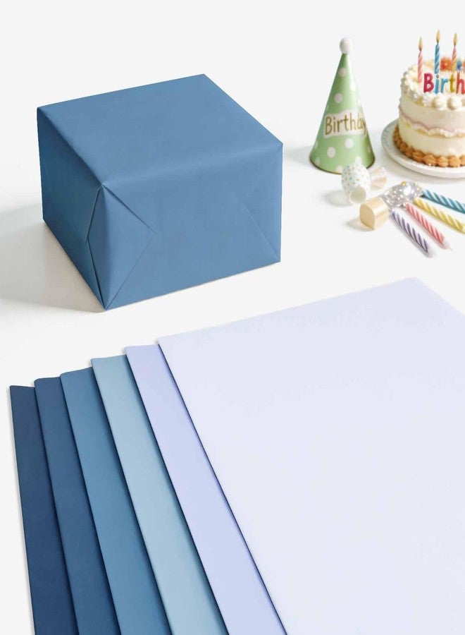 MUNILAIL 60 Sheets Dusty Blue Tissue Paper 14 x 20 Inches Gradient Blue Tissue Paper 6 Solid Blue Wrapping Papers for Birthday Wedding Baby Shower Gift Packing Crafts - Image 2
