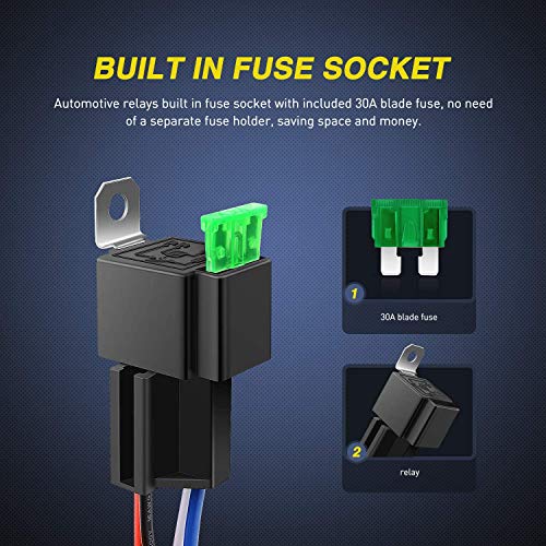 Gebildet 12V Fuse Relay Switch Harness Set - 30A ATO/ATC Blade Fuse, 4-Pin SPST Automotive Electrical Relays with Heavy Duty 12 AWG Wires (Pack of 3) - Image 2
