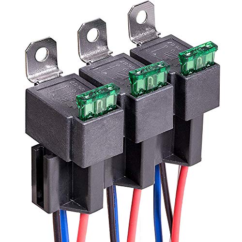 Gebildet 12V Fuse Relay Switch Harness Set - 30A ATO/ATC Blade Fuse, 4-Pin SPST Automotive Electrical Relays with Heavy Duty 12 AWG Wires (Pack of 3) - Image 1