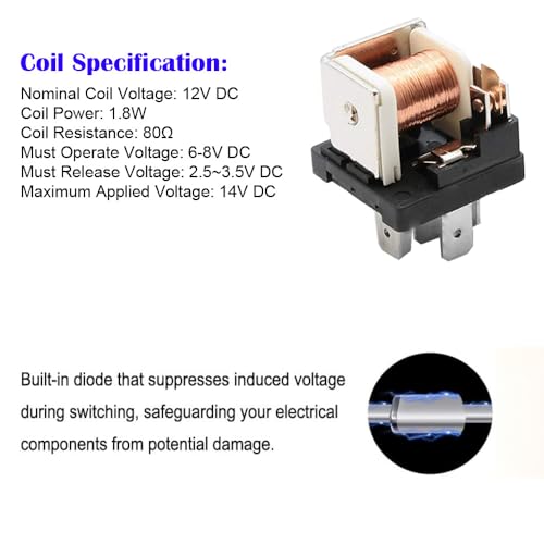Gebildet 12V Fuse Relay Switch Harness Set - 30A ATO/ATC Blade Fuse, 4-Pin SPST Automotive Electrical Relays with Heavy Duty 12 AWG Wires (Pack of 3) - Image 4