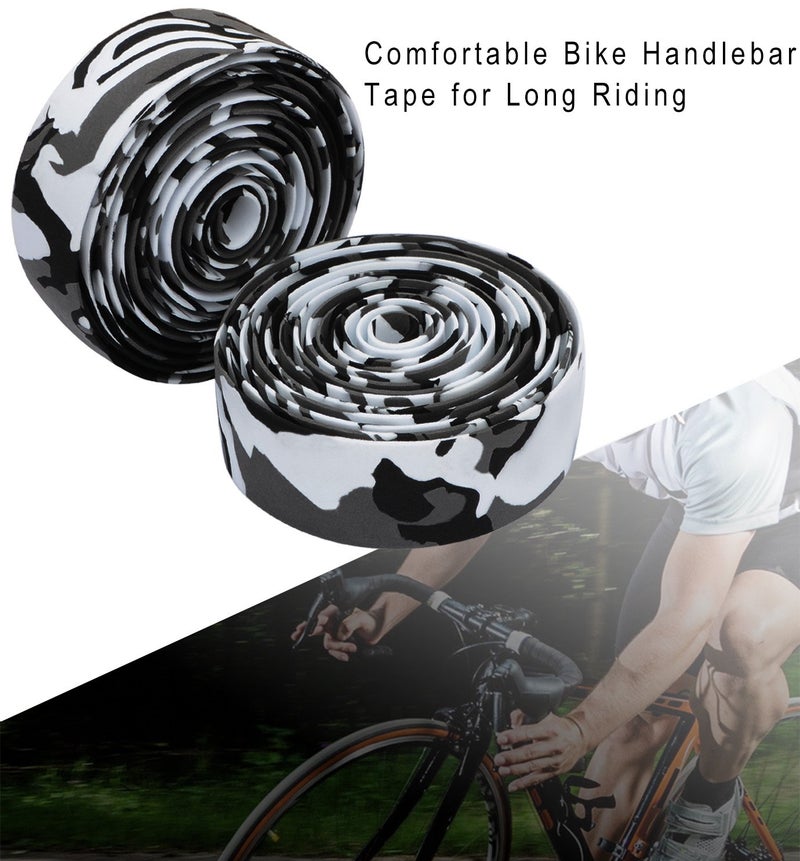 TOPCABIN Camouflage Series Comfort Gel Road Bike Handlebar Tape Bike Bar Tape with Reflective Bar Plugs (White (a Pair)) - Image 4