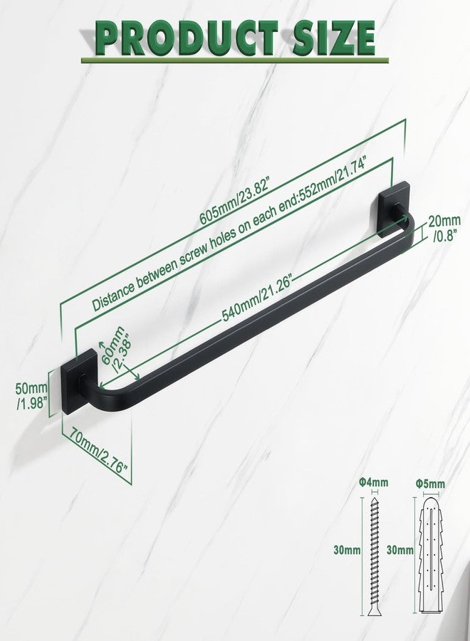 Alise Towel Bar for Bathroom,24'' Towel Holder Black Towel Racks for Bathroom Wall Mount,SUS304 Stainless Steel Towel Rail Towel Hanger for Wall,Matte Black - Image 2
