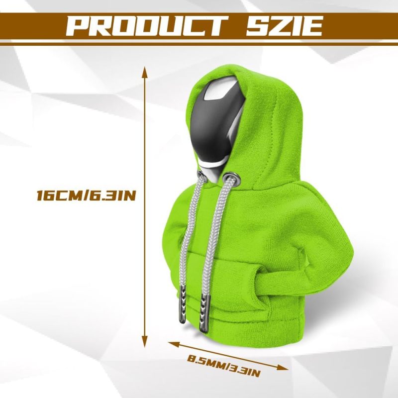Gearshift Hoodie Cover: Green Soft Cotton Material - Universal Fit & Scratch Protection, Warm Grip for Car Interior Decoration - Image 3