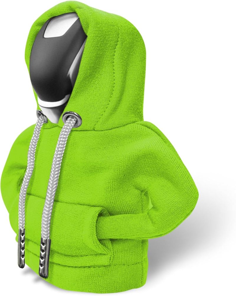 Gearshift Hoodie Cover: Green Soft Cotton Material - Universal Fit & Scratch Protection, Warm Grip for Car Interior Decoration - Image 2