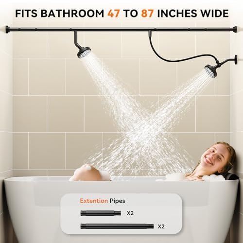 NTPN Dual Shower Head for Couples, High Pressure Double Shower Heads for Two People Rod, Two Showerhead System Fit 2 Person, Birthday Gifts for Women Men, Spa-Like (Black) Segmented Design - Image 2