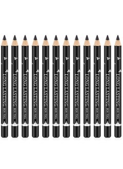 Excefore 12 Piece Waterproof Brow Pencil, Sweatproof Long Lasting Makeup Pencil, Eyebrow Eyeliner Pencils Makeup Pen, Women Professional Eye Makeup Pencil (Black)  - Image 1