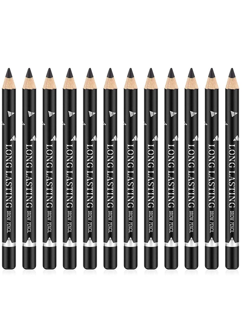 Excefore 12 Piece Waterproof Brow Pencil, Sweatproof Long Lasting Makeup Pencil, Eyebrow Eyeliner Pencils Makeup Pen, Women Professional Eye Makeup Pencil (Black)  - Image 1
