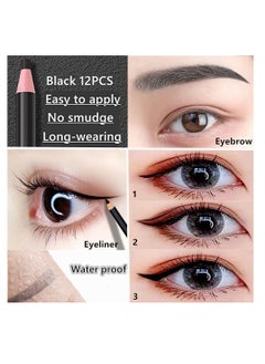 Excefore 12 Piece Waterproof Brow Pencil, Sweatproof Long Lasting Makeup Pencil, Eyebrow Eyeliner Pencils Makeup Pen, Women Professional Eye Makeup Pencil (Black)  - Image 5