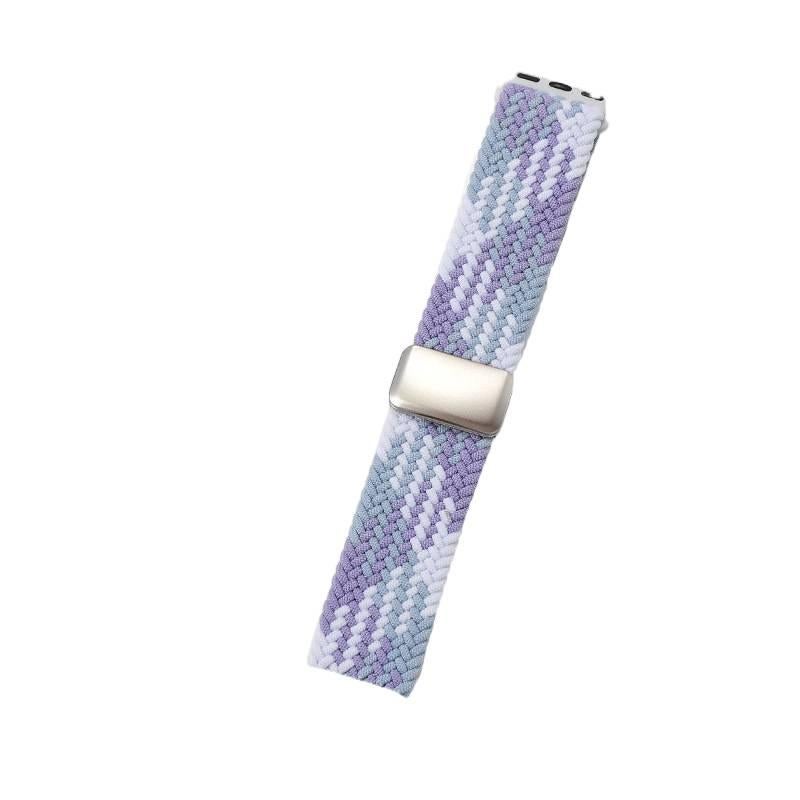 QX Purple Nylon Loop Strap Smartwatch Band Compatible with Apple Watch / SE with Adjustable Fit Replacement Strap for Daily Wear - Image 1