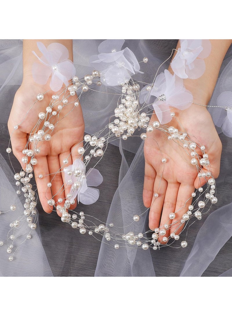 KASTWAVE Bridal Wedding Hair Vine, Bridal Headband Flower Girl Headpiece, Floral Crown Bridal Wedding Prom Hair Vine Hair Accessories for Women - Image 3