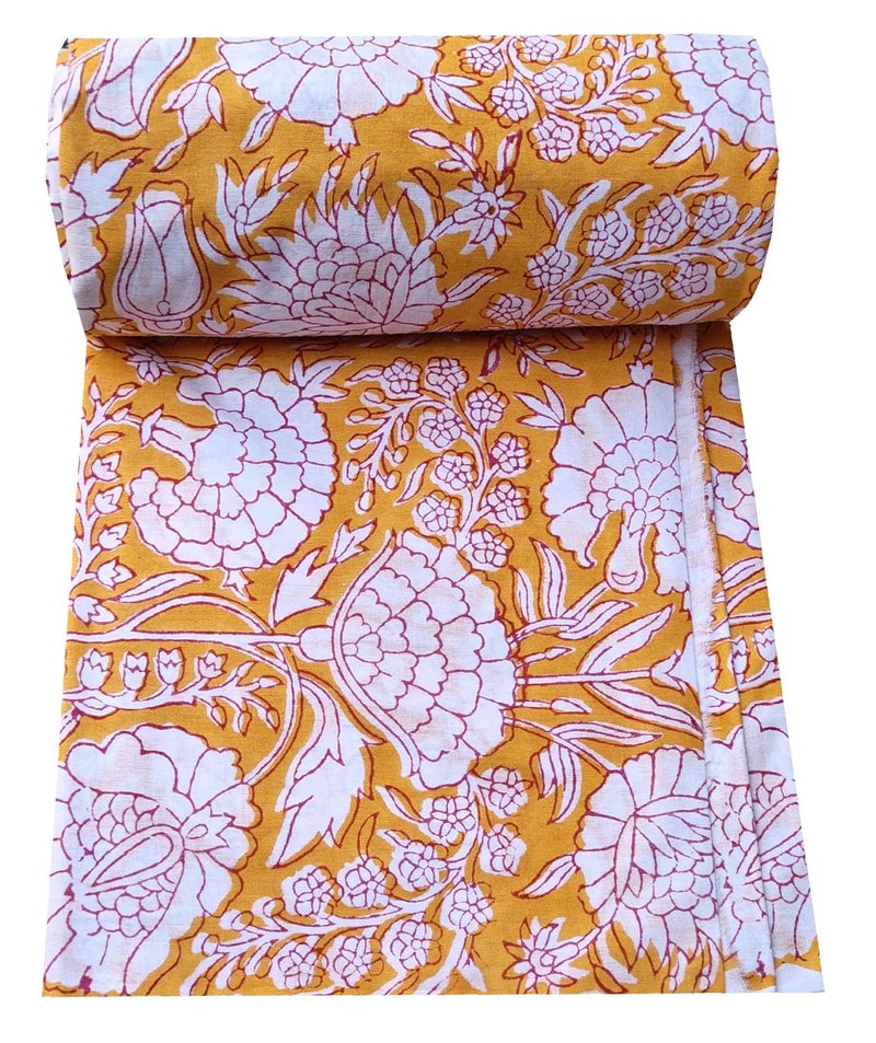 Kalap Floral Printed Cotton Cloth Materiel Indian Cotton Hand Block Print Fabric Running Jaipuri Hand Block Printed Women Dress Material Kurtis Natural 43 Inches 25 Meter - Image 3