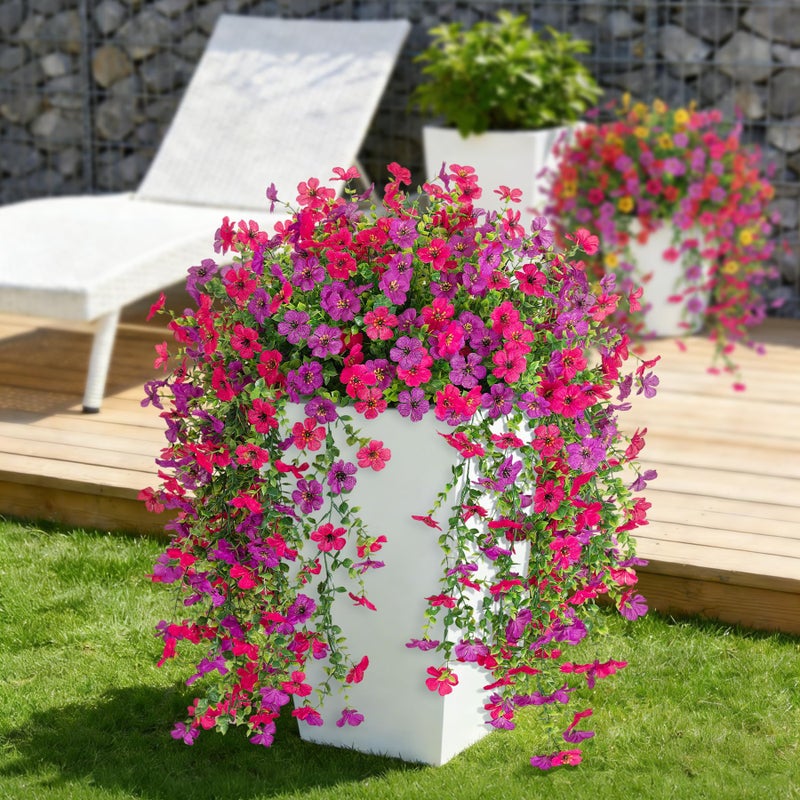 Hrobek Fake Artificial Hanging Flowers for Outdoors Decoration, 2 PCS Faux UV Resistant Artificial Outdoor Flowers, Fake Plants Look Real Daisy No Fade Spring Decor for Porch Home Patio Balcony and Yard - Image 3
