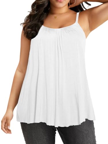 7th Element Plus Size Tank Tops for Womens Camisoles Cami Loose Fit Sleeveless Summer Dressy Shirts Blouse 2025 Summer(White,2X) - Image 1