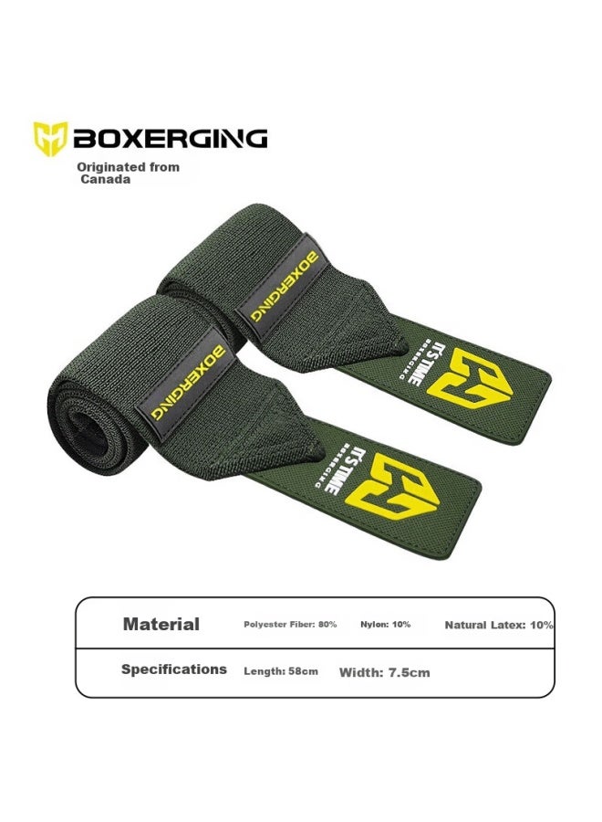 Gingpai Sport Men's Fitness Wrist Support Brace Sprain Relief Compression Sports Protective Strap Professional Bench Press Deadlift Military Green Hard Version - Image 2