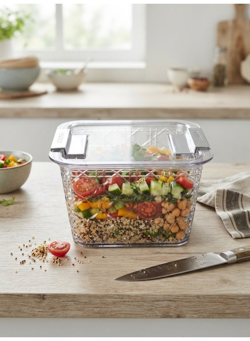 Clear Plastic Diamond-Design Storage Box with Lid and Locking Handles - Versatile Home & Kitchen Organizer - Image 2