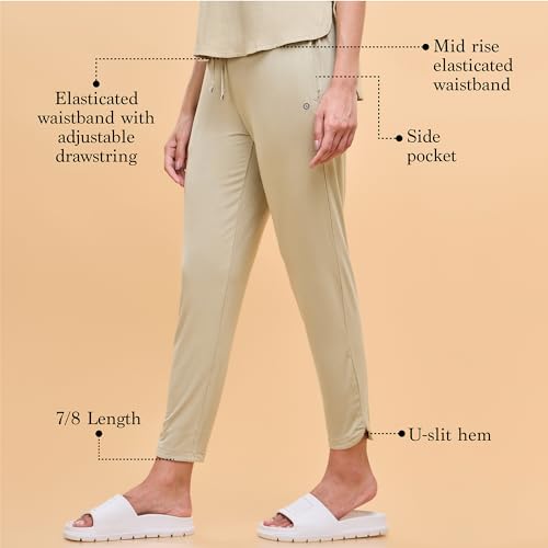 Enamor Essentials Womens E048-Mid Rise 7/8th Relaxed fit Lounge Pants - Image 2