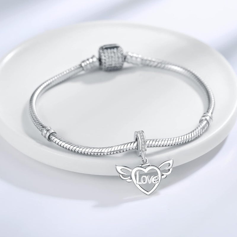 Linorui 925 Sterling Silver Charms Fit Pandora Charms Bracelet I Love You to The Moon and Back Fit Wife Mom Christmas Birthday Gift - Image 2