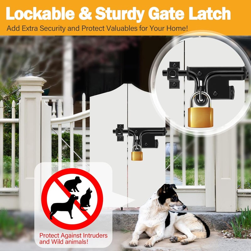 HELEMAN Door Lock Bolt Gate Latch - Heavy Duty Fence Slide Latches Outdoor Doors Latches Hardware Vinyl Gates Locks Black Barrel Bolt Locking Sliding Bolt Latch Padlock Hole for Wooden Fence Yard Shed Barn - Image 5