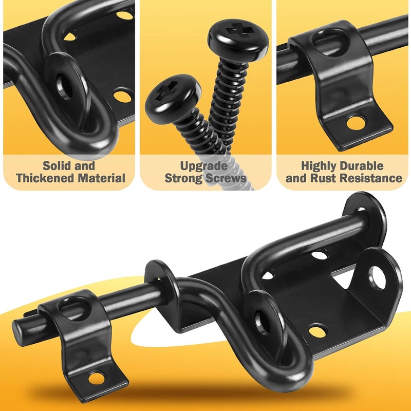 HELEMAN Door Lock Bolt Gate Latch - Heavy Duty Fence Slide Latches Outdoor Doors Latches Hardware Vinyl Gates Locks Black Barrel Bolt Locking Sliding Bolt Latch Padlock Hole for Wooden Fence Yard Shed Barn - Image 2