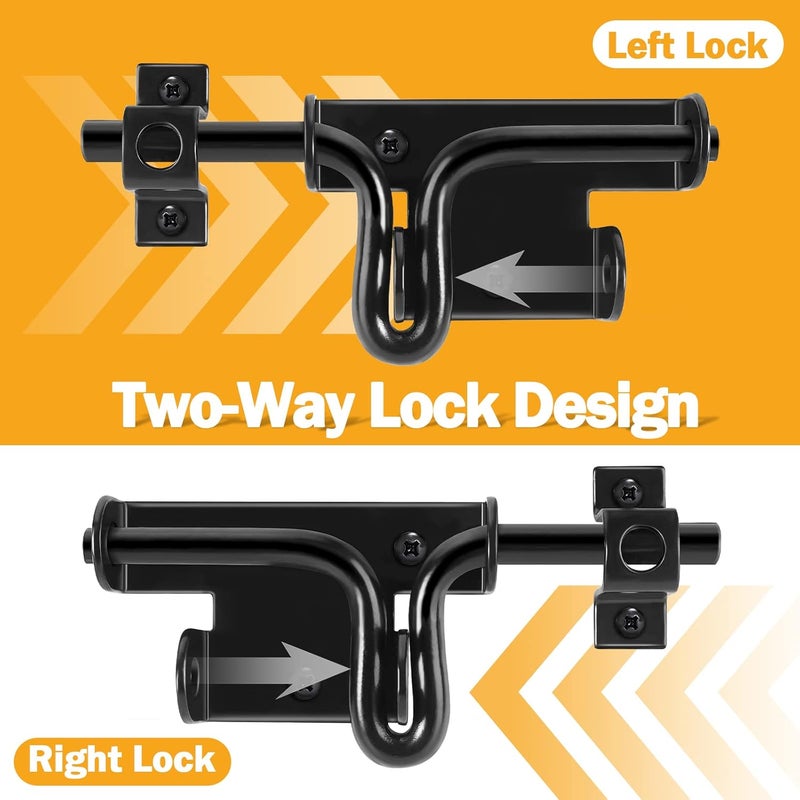 HELEMAN Door Lock Bolt Gate Latch - Heavy Duty Fence Slide Latches Outdoor Doors Latches Hardware Vinyl Gates Locks Black Barrel Bolt Locking Sliding Bolt Latch Padlock Hole for Wooden Fence Yard Shed Barn - Image 3