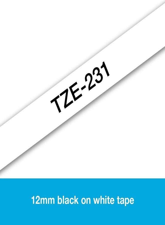 Brother TZe-231 Labelling Tape Cassette, 12 mm (W) x 8 m (L), Laminated - Image 2