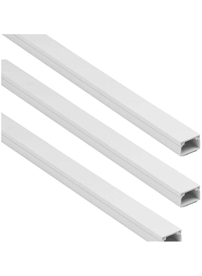 PROMASS 90Cm Square Cable Box Self Adhesive Pvc Trunking White Wall Cord Cover Cable Concealer On-Wall Wire Cover Paintable Cable Management Raceway To Hide Wires (3Pcs - 10X10X900Mm) 86598-UT-417