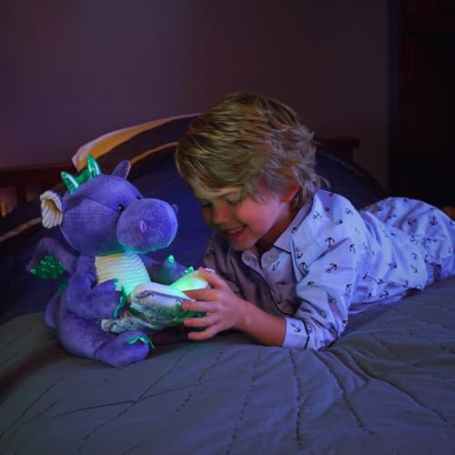 Cuddle Barn | Dalton The Storytelling Dragon 12" Animated Stuffed Animal Plush Toy | Mouth Moves, Head Sways and Book Lights Up | Recites 5 Fairy-Tales - Image 4