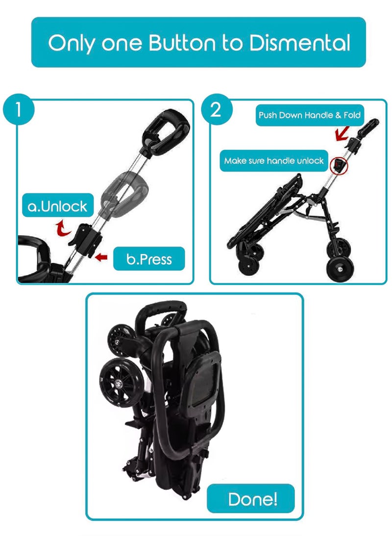 DBLEW - Lightweight Compact Baby Airport Travel Stroller with Adjustable Handles and Backrest One Hand Foldable Easy Overhead Airplane Or Car Trunk Storage Shopping Walking Pocket Stroller Cart For Toddler - Image 1