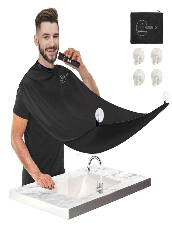 Trimounts Beard Bib Apron for Men,Beard Hair Catcher for Sink Non-Stick Beard Cape,1 Size Fits All,Grooming Accessorie Gift for Dad or Husband(Black) - Image 1