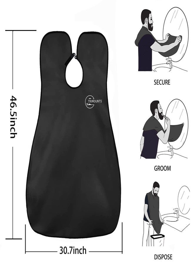 Trimounts Beard Bib Apron for Men,Beard Hair Catcher for Sink Non-Stick Beard Cape,1 Size Fits All,Grooming Accessorie Gift for Dad or Husband(Black) - Image 4