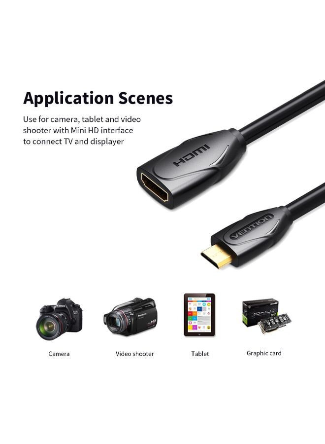 NIBEMINENT Mini HD Male To Female Extension Cable Black - Image 3