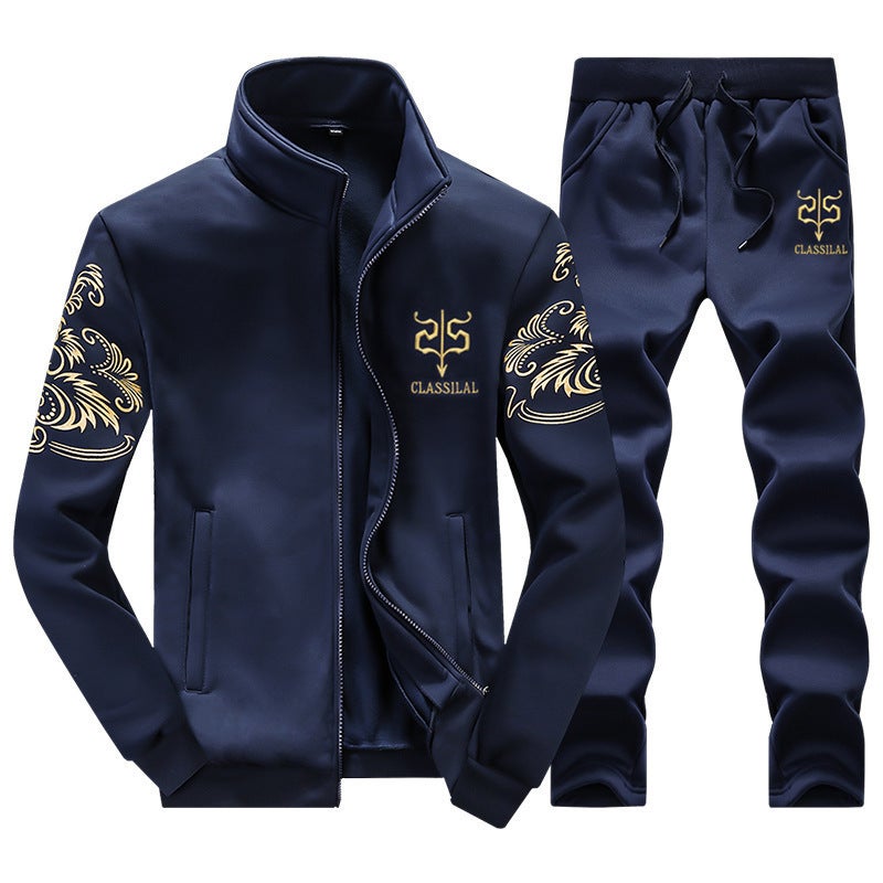 AliExpress Explosions 2022 Spring and Autumn Thin Mens Casual Sweatshirt suit Youth Mens Sports Jacket Foreign Trade Sweatshirt Dark blue - Image 1